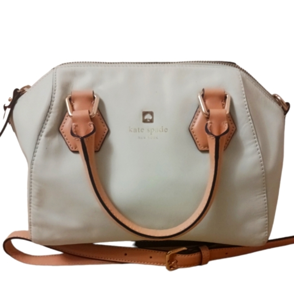 Kate Spade MintGreenLeather CatherineStreetCrossbody/Satchel.StripedInterior.EUC